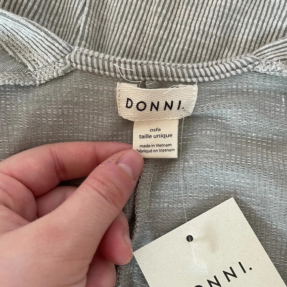 DONNI. NWT Cream Striped Pocket Open Front Cardigan One Size Women’s - Picture 10 of 13